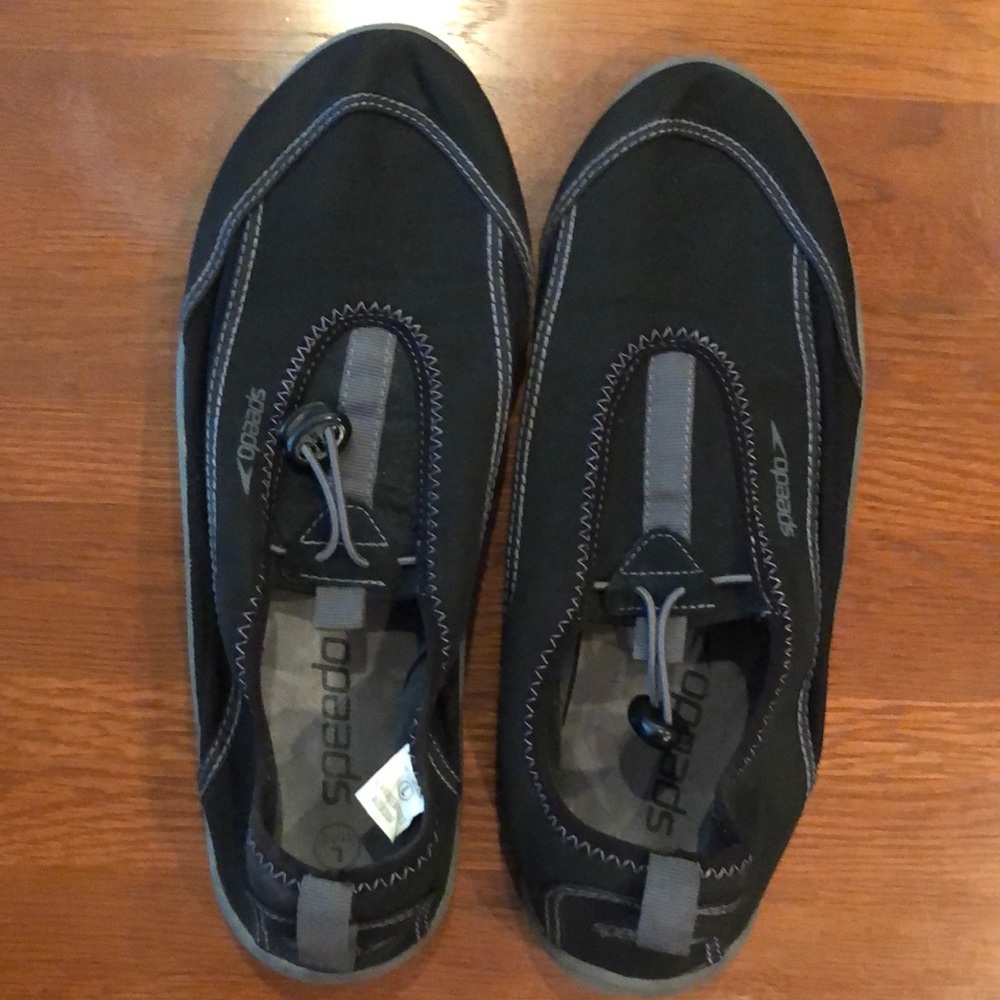 Speedo Black swim shoes, size large (10-11 shoe)
